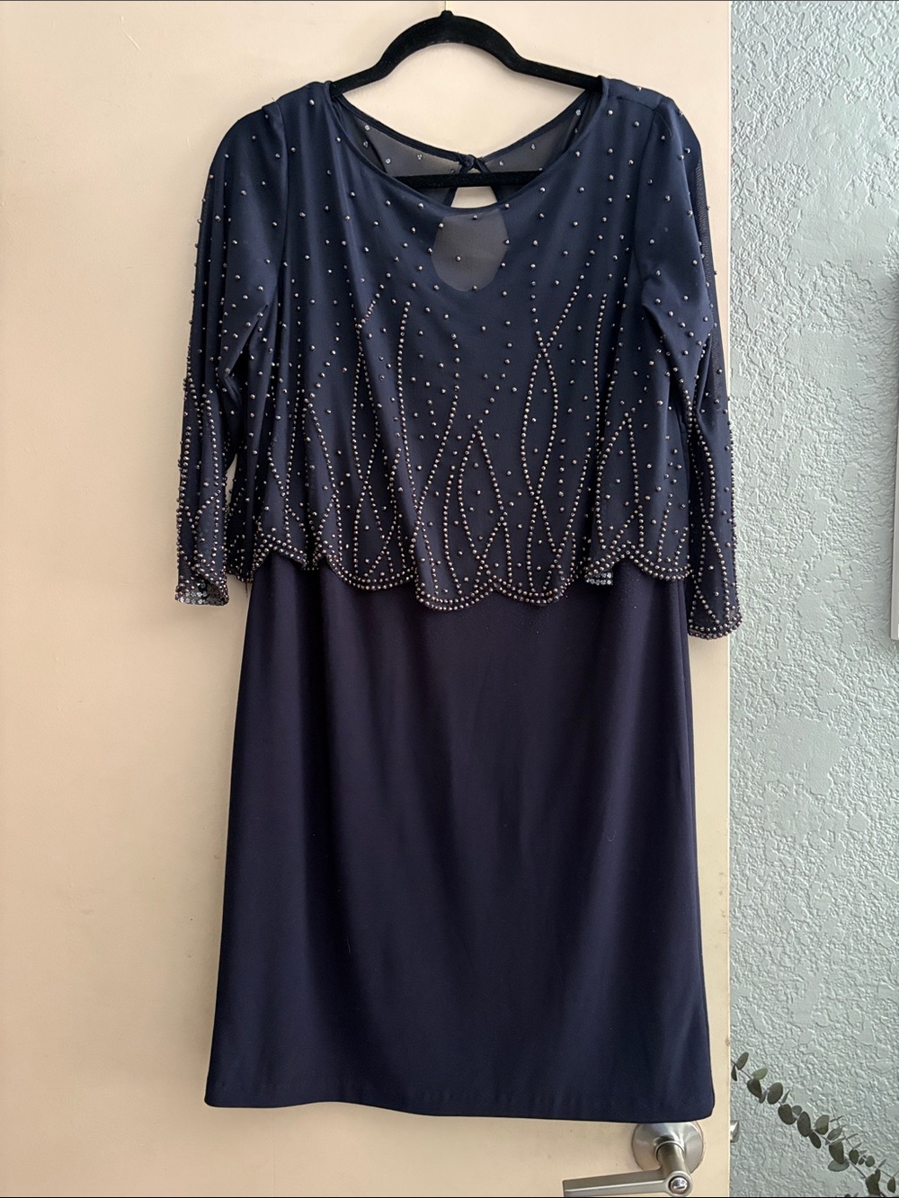 Beaded Black Long-Sleeve Evening Dress - Women